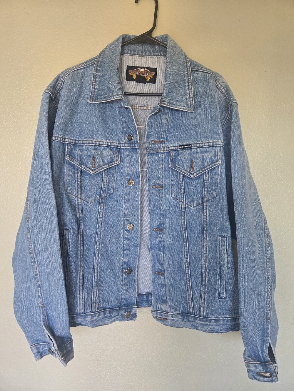 Vintage 1998 Harley Davidson Mens Small Denim Jacket, Grunge, 100% Cotton